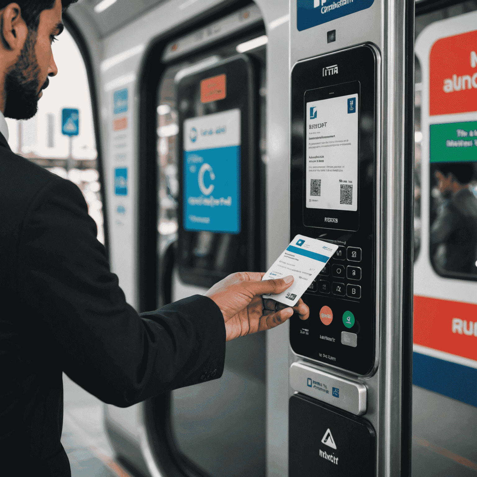 A person using their RTA card to seamlessly access public transportation in the UAE, showcasing the convenience and efficiency of the card.